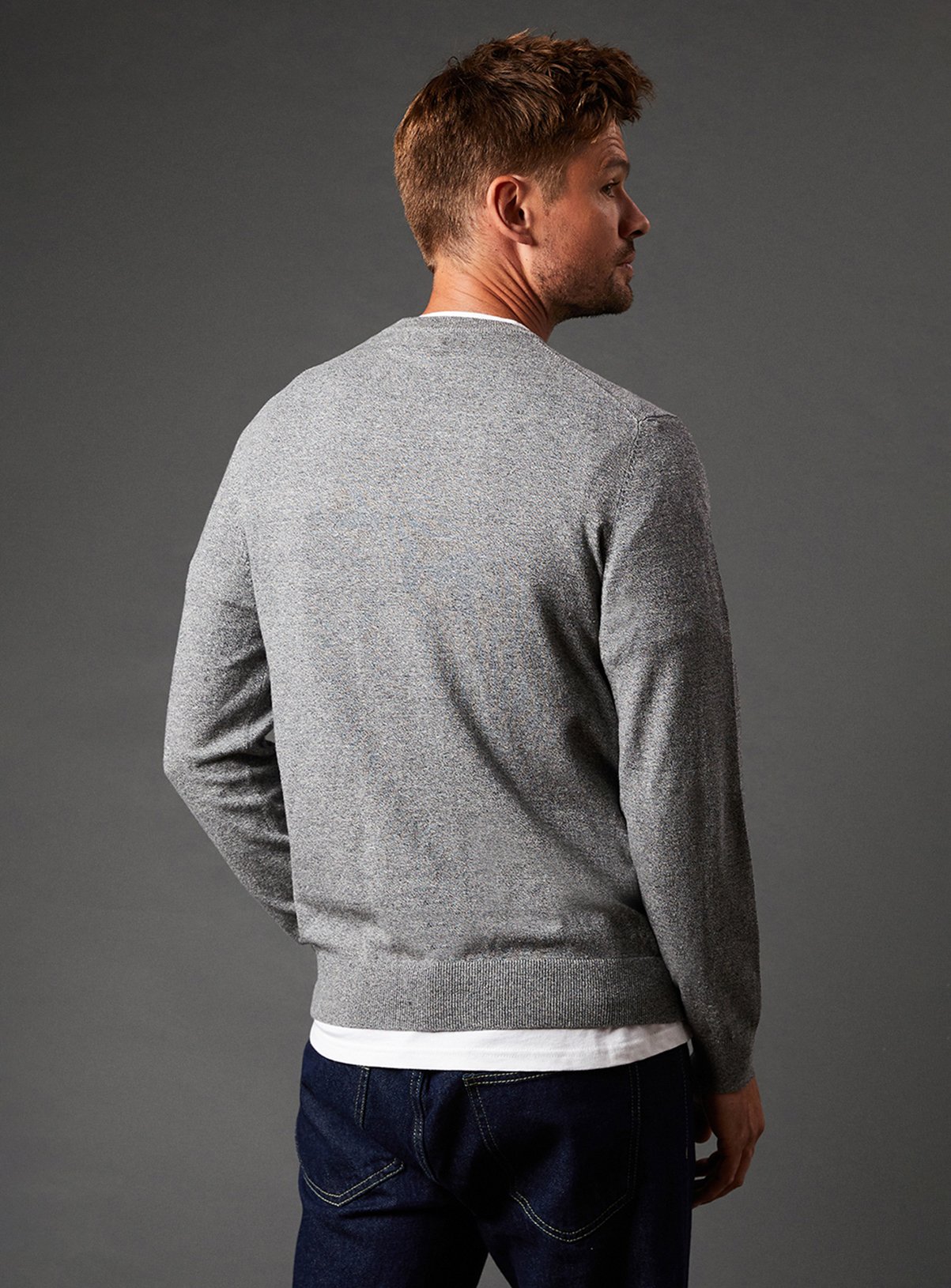 BURTON Grey Cotton Rich Crew Neck Jumper XXL - Image 3 thumbnail